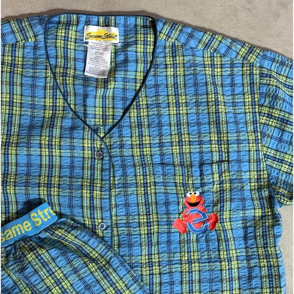 Sesame Street VTG 1980s Elmo Pajama Pj Shorts Set Gingham Womens XL EUC - Picture 2 of 13
